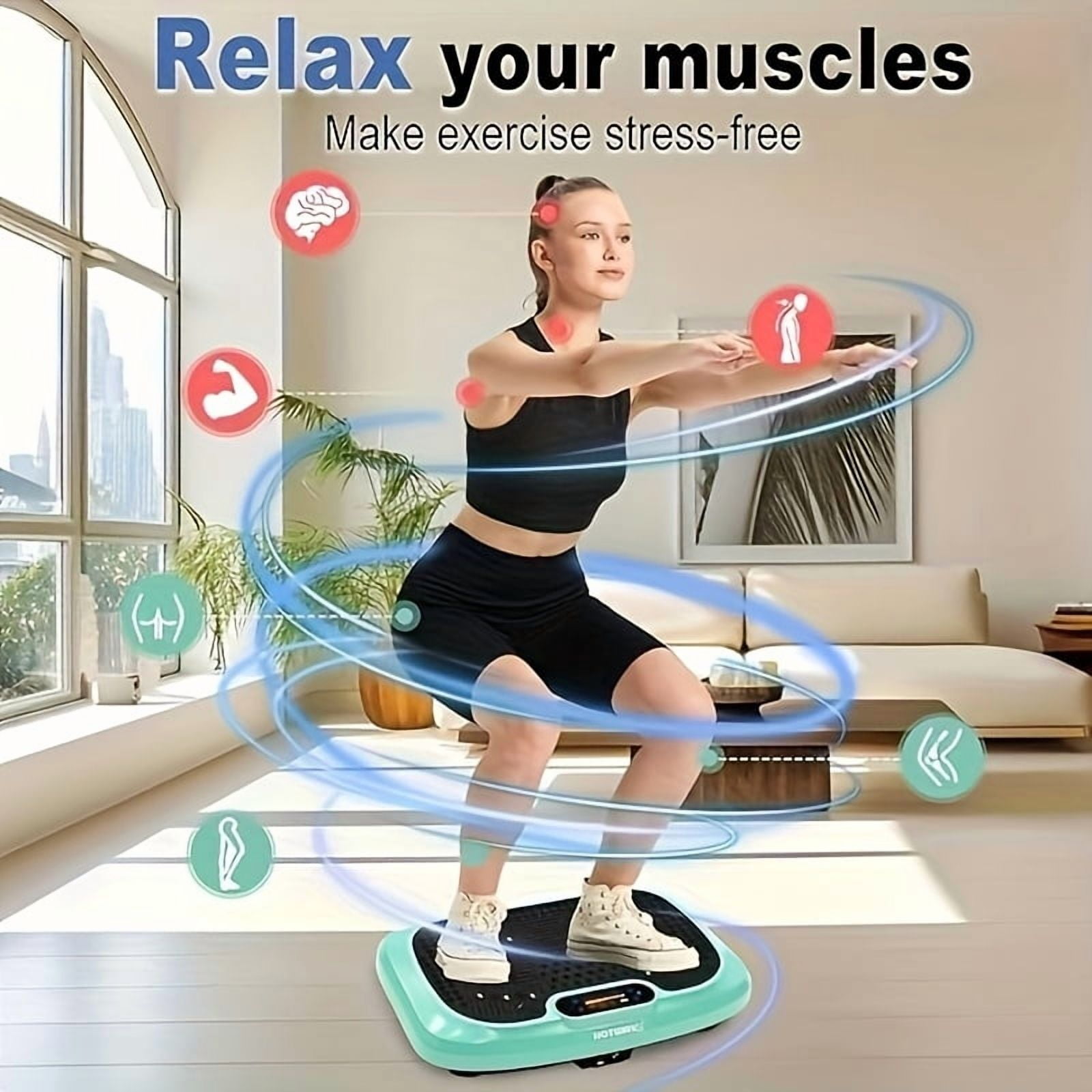 HOTWAVE Vibration Plate - 9 Modes Silent Motor 450LB Capacity, Full-Body Home Fitness Lymphatic Drainage Platform