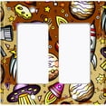 thumbnail image 2 of Metal Light Switch Wall Plate Outlet Cover (Spaceship UFO Astronaut Rocket Outerspace Star Brown - Double Rocker), 2 of 2