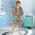 thumbnail image 5 of FORMRS Niños Bathrobe Unisex Hooded Robe Soft Plush Pajamas Sleepwear, Size 4-6T, Beige Geometric, 5 of 7