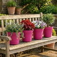 thumbnail image 2 of Bloem Saturn 5" Round Plastic Planter - Indoor/Outdoor, Snap-in Saucer & Drainage Holes, Fuchsia, 4-Pack, 2 of 8