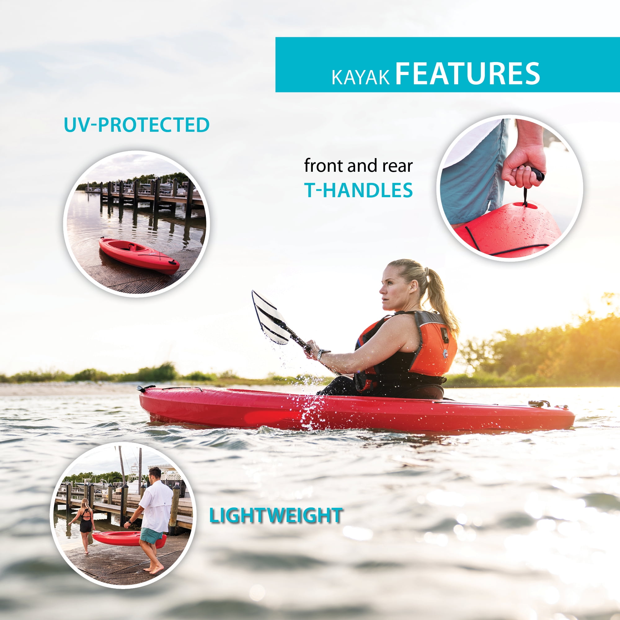 (2 pack) Lifetime Pacer 8 ft Sit-Inside Kayak with Paddle, Fire Red (91036)