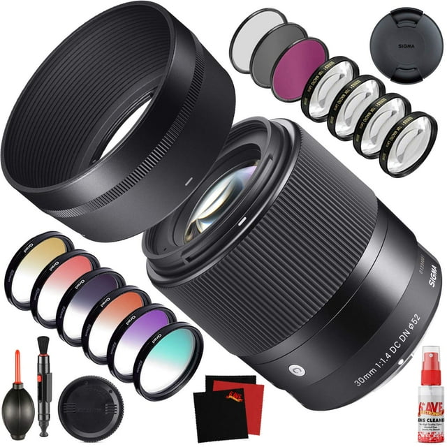Sigma 30mm f/1.4 DC DN Contemporary Lens for Sony E (302965) +FLD Filter, CPL Fi