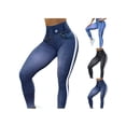 thumbnail image 4 of VSNOW Women Imitation Denim Print Jeggings Jeans High Waist Stretch Leggings, 4 of 4