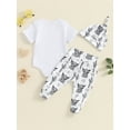 thumbnail image 5 of FEORJGP Infant Baby Boy Summer Western Outfits 0 3M 6M 12M Toddler Short Sleeves Rompers Cow Head Print Jumpsuits and Elastic Pants Beanies Hat Set KiFashion Casual 3 Piece Clothes for Daily, 5 of 10