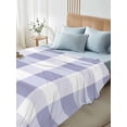 thumbnail image 4 of Purple Plaid Twim XL Size Flat Sheet, Wrinkleproof & Fadeproof Cooling Flat Bed Sheet Only, Spring Summer Farmhouse Buffalo Checkered Breathable Soft Bedding Top Sheets 66 x 102 Inches, 4 of 8
