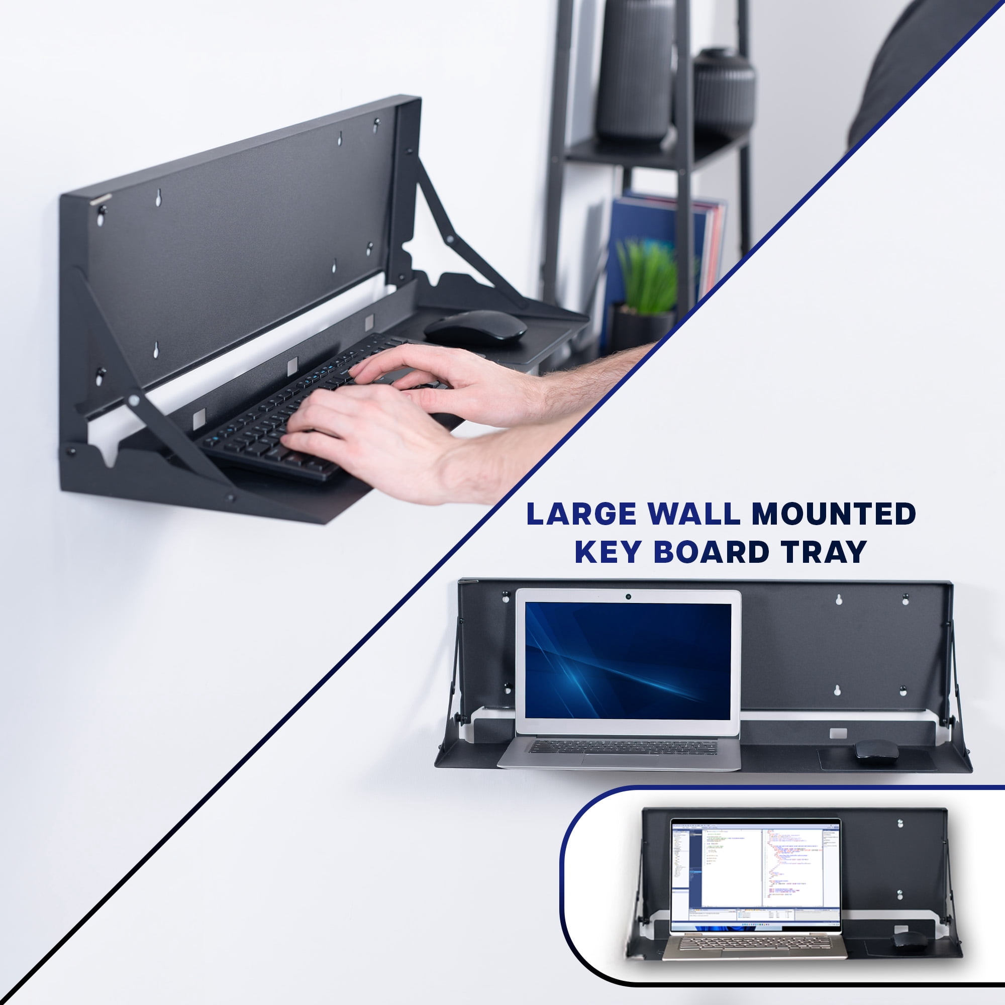 VIVO Black Flip Down 30 inch Keyboard Tray Wall Mount with Mouse Pad