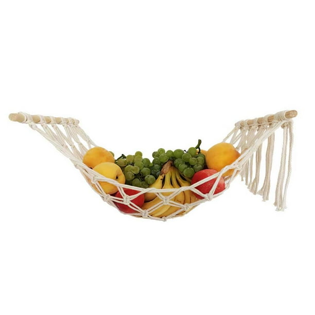 Hamaca De Frutas Hecha A Mano Hamaca De Vegetales De Macramé Cesta Colgante De Frutas Creativa Cesta De Frutas Decorativa Práctico Soporte De Hamaca De Plátano Para El Hogar Cocina De Frutas Minnieouse HA028107-02