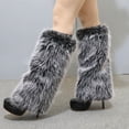 thumbnail image 4 of vnanda Comfortable Leg Warmers 1 Pair Women Imitation Fox Fur Leg Warmers Solid Color Elastic Furry Boot Covers Knee-length Long Socks Fashion Accessories, 4 of 8