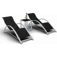 thumbnail image 2 of GloryStar Ensemble de 3 Chaises de Piscine Inclinables d'Extérieur, Chaises Longues en Osier avec Dossiers Réglables, Coussins Imperméables, Tables d'Appoint et Porte-Gobelets, 2 of 7