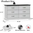 thumbnail image 6 of FANRAL Farmhouse 6 Drawers Dresser for Bedroom,Wood Rustic Storage Cabinet Chest of Drawers with Metal Handles,White Dresser, 6 of 8