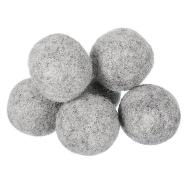 Unique Bargains 6 Packs Dryer Balls, 1.6 Inches Wool Dryer Balls for Dryer Laundry, Light Grey