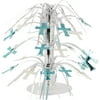 Party Central Club Pack of 12 White and Turquoise Blue Crosses Mini Cascade Centerpieces Decors 8.5"