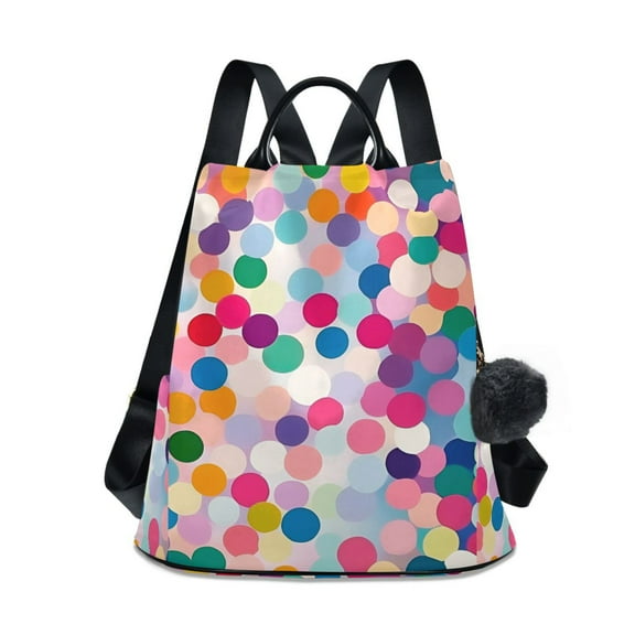 FORMRS Women's Travel Backpack Purse Anti-theft Hidden Pockets Casual Shoulder Bag, Light Colorful Circles