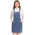 thumbnail image 1 of Unique Bargains Robe Classique en Jean à Bretelles Réglables pour Femmes, 1 of 6