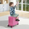 thumbnail image 4 of Aiqidi 18" Kids Ride-On Suitcase Portable Rolling Children's Travel Carry Trolley Luggage Case with Universal Wheels and Password Lock for Aged 3-6 Years (Pink), 4 of 15