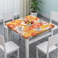 thumbnail image 3 of Pioneer Flower Floral Print Pattern Square Fitted Tablecloth with Elastic Edge,Square Table Cover,Washable Elastic Table Cover for Home Kitchen Party Decor 36"x36", 3 of 6