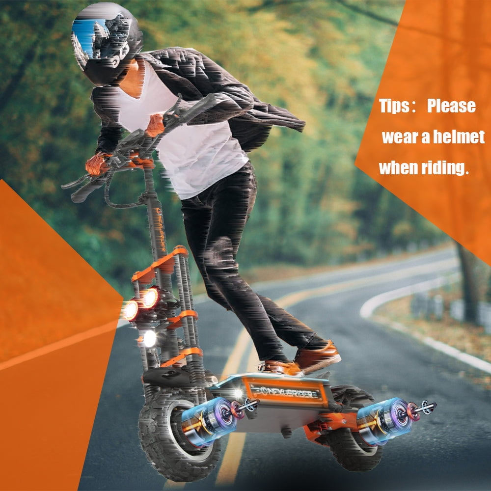 Adults Electric Scooter 6000W Dual Motor Up to 58 mph, 60 Miles Range, 60V35Ah Battery, C-Type Dual Suspensions 11" All Terrain Tires Adjustable Handlebar, NFC and Detached Seat, Foldable, Sport