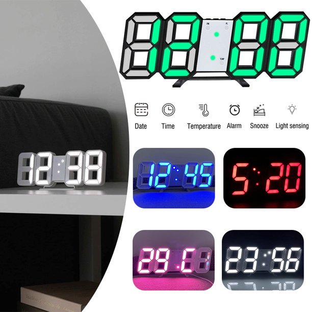 LED Digital Clock Desktop Alarm Clock USB Rechargeable Digital Clock 3D