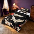 thumbnail image 2 of Homewish Chic Crane Twin Comforter Sets, Japanese Cherry Blossoms Bedding Set, Black Beige Red, Black Reversible 2 Piece, 1 Comforter and 1 Pillowcase, 2 of 6