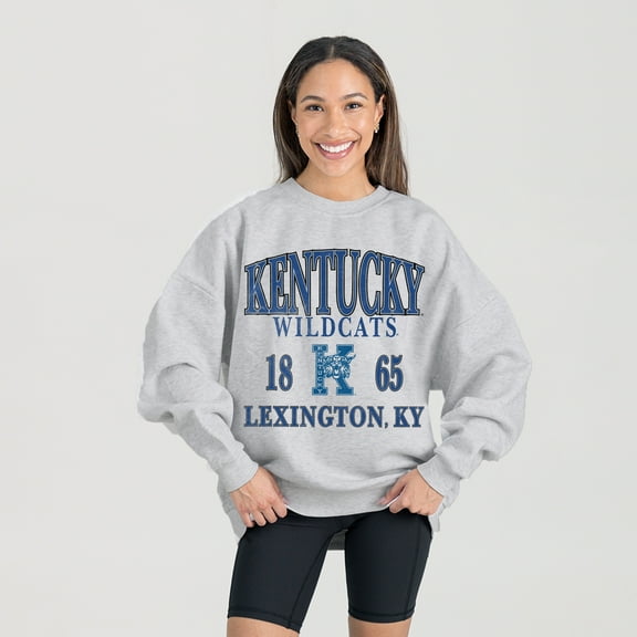 Women's Gameday Couture Ash Kentucky Wildcats Premium Fleece Pullover Sweatshirt
