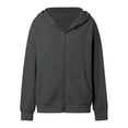 thumbnail image 7 of Hpapadks Hoodie Women Oversized Soft Zip Up Long Sleeve Solid Loose Fit Warm Hooded Womens Sweatshirt Dark Gray S, 7 of 7
