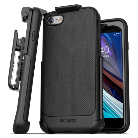 Encased iPhone SE Belt Clip Case (2020/2022) Slim Grip Cover (Thin Armor) with Holster (Black)