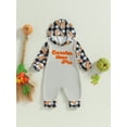 thumbnail image 2 of Wassery Infant Baby Boys and Girls Thanksgiving Jumpsuit Long Sleeve Round Neck Letter Print Hood Sweatshirt Bodysuit 6 12 18 24 Months Newborn Fall Winter Clothes, 2 of 8