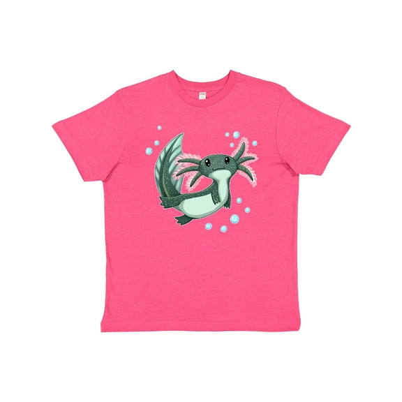 Inktastic Cute Axolotl Swimming with Bubbles Youth T-Shirt