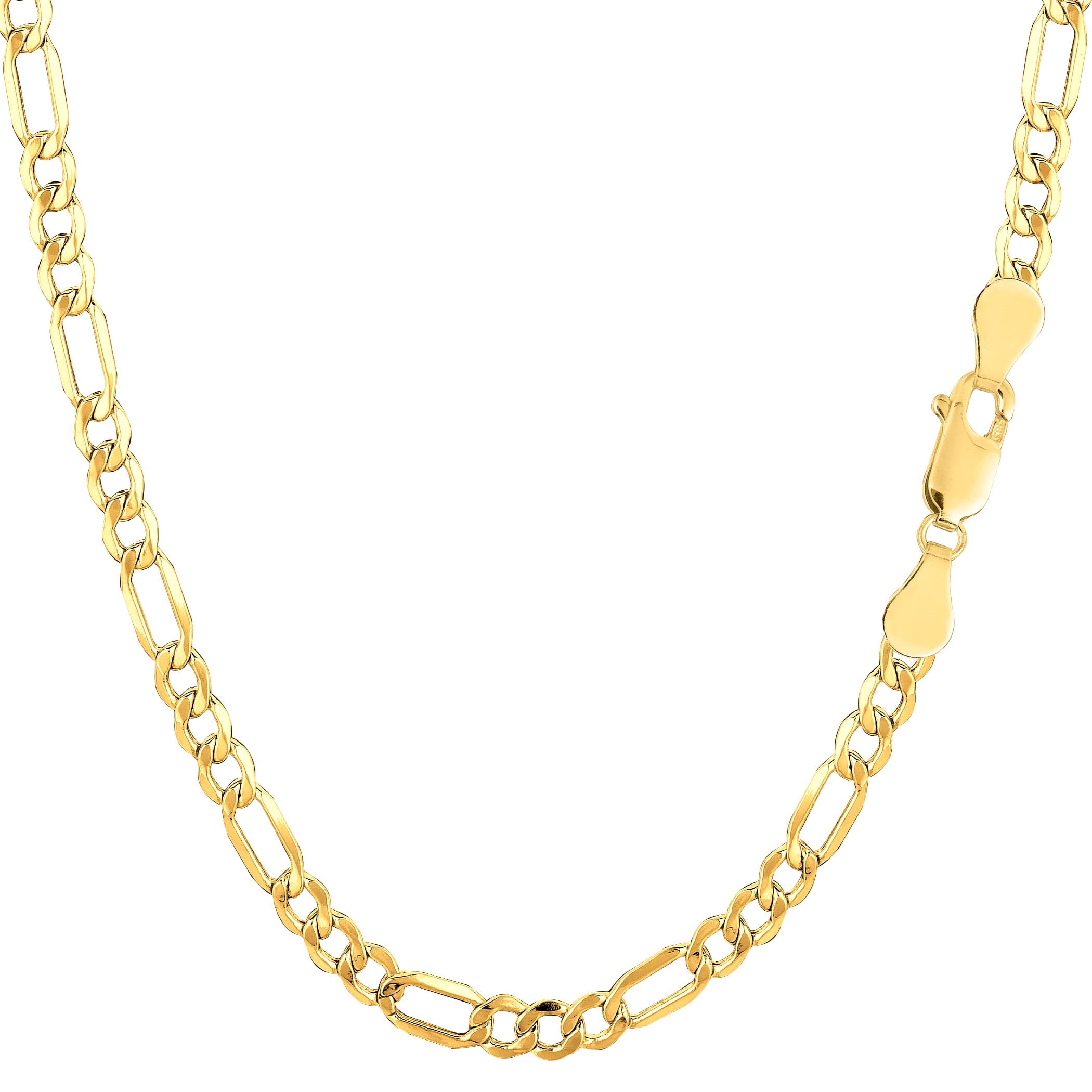 Sonia Jewels 14k Yellow Gold Figaro White Pave Chain Necklace With Lobster Claw Clasp