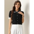 thumbnail image 2 of DARING DIVA Women's Elegant Short Sleeve Collared Sweater Top XS Black, 2 of 6