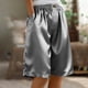 thumbnail image 1 of Neewe Womens Wide Leg Pants Casual Knee Length Pants Summer Satin Elastic Waist Comfy Shorts with Pockets, 1 of 6