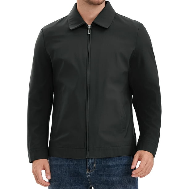 CHAQUETA CASUAL DE LARGO MANGA CON SOLAPA Y CREMALLERA COMPLETA PARA HOMBRE EN COLOR NEGRO