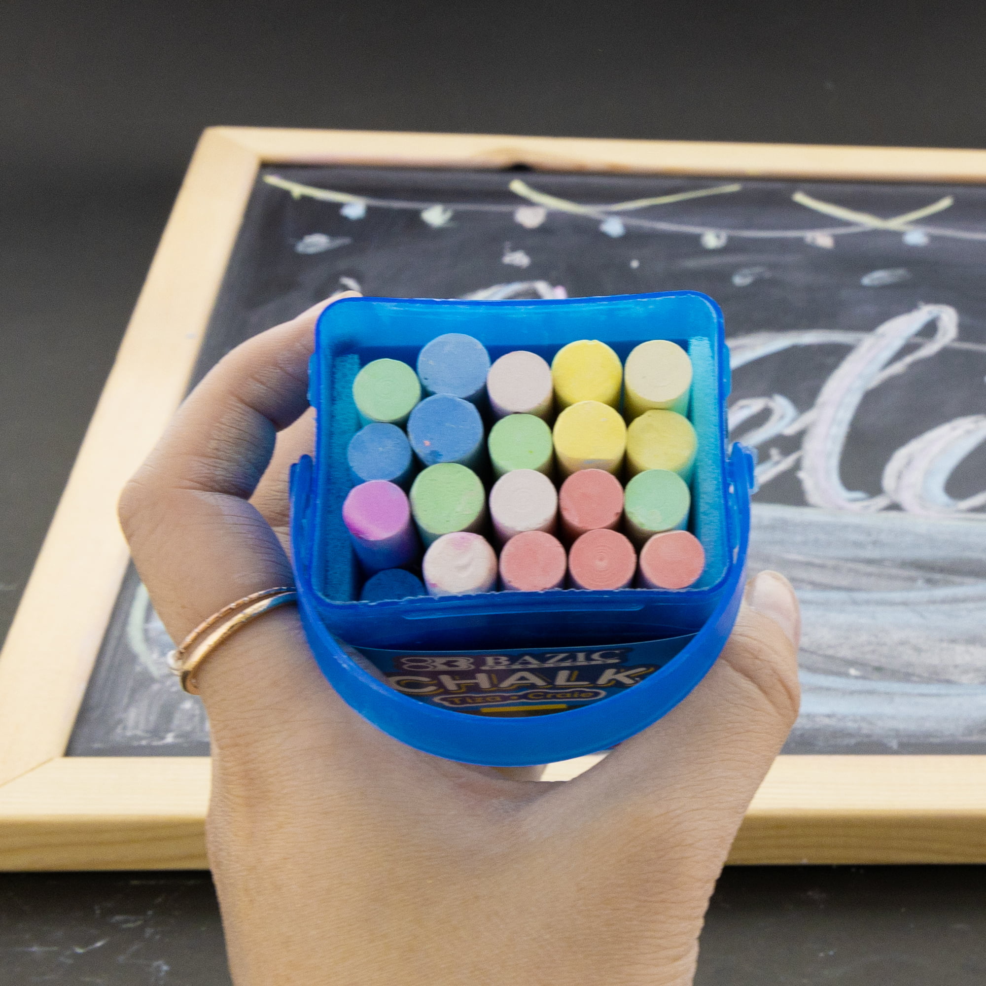 Bazic Chalk and Eraser Set (Colored & White Chalks+Eraser