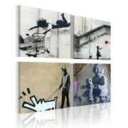 artgeist Canvas Wall Art Print Banksy 80x80 cm / 31" x 31" 4 pcs Home Decor Framed Stretched Picture Photo Painting Artwork Image 020115-7