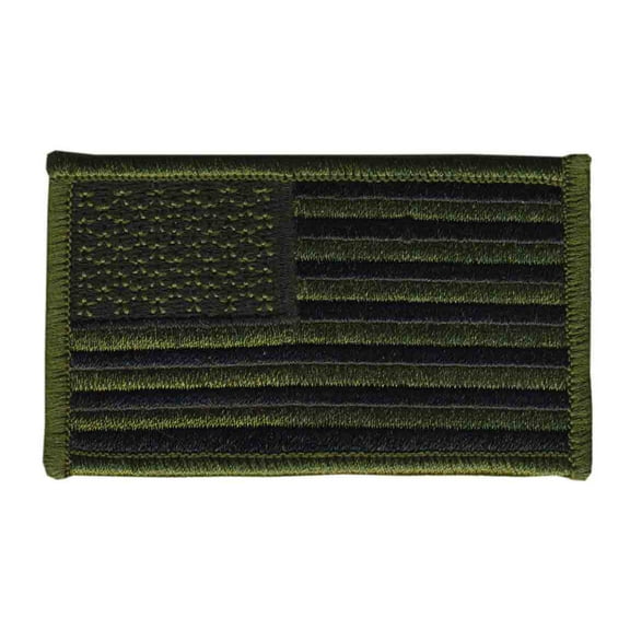 Hero's Pride U.S. Flag Patch, Olive Drab and Black, Hook Backing, 3-3/8" x 2"