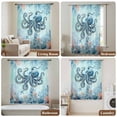 thumbnail image 6 of Coastal Octopus Blue Sheer Curtains 54 Inches Long, Summer Beach Nautical Coral Starfish Light Filering Curtains, Breathable Simi Curtain Privacy Drapes for Kitchen Bathroom Small Window Treatment, 6 of 9