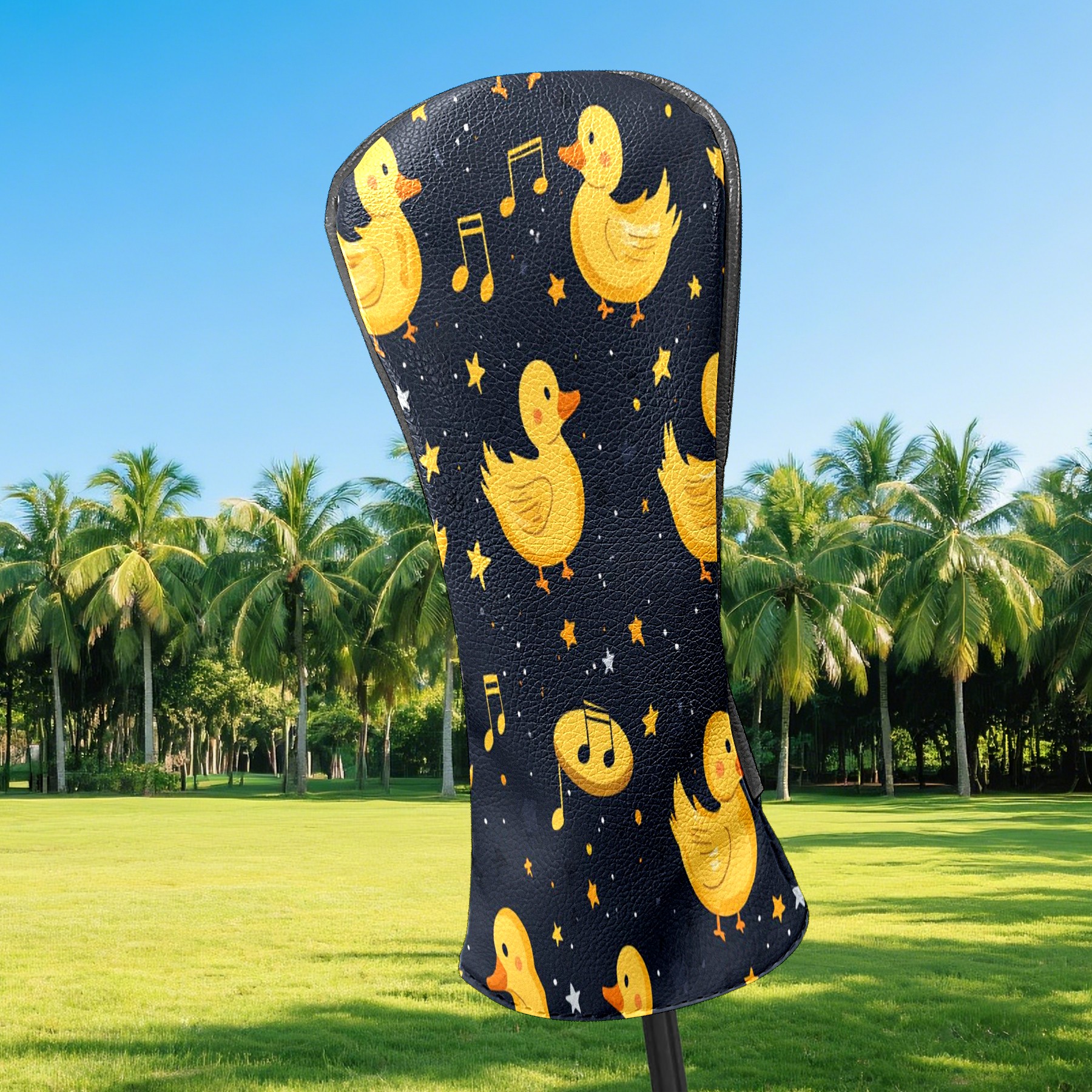 Golf Head Covers Little Yellow Duck Design for Driver, Wood & Hybrid, Premium Waterproof PU Leather with Plush Lining, Cute Animal Golf Gifts