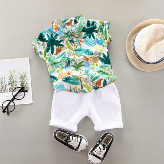 New Baby and You Jungle Outfit Set, Infant Unisex Shirt and Shorts, Size 80