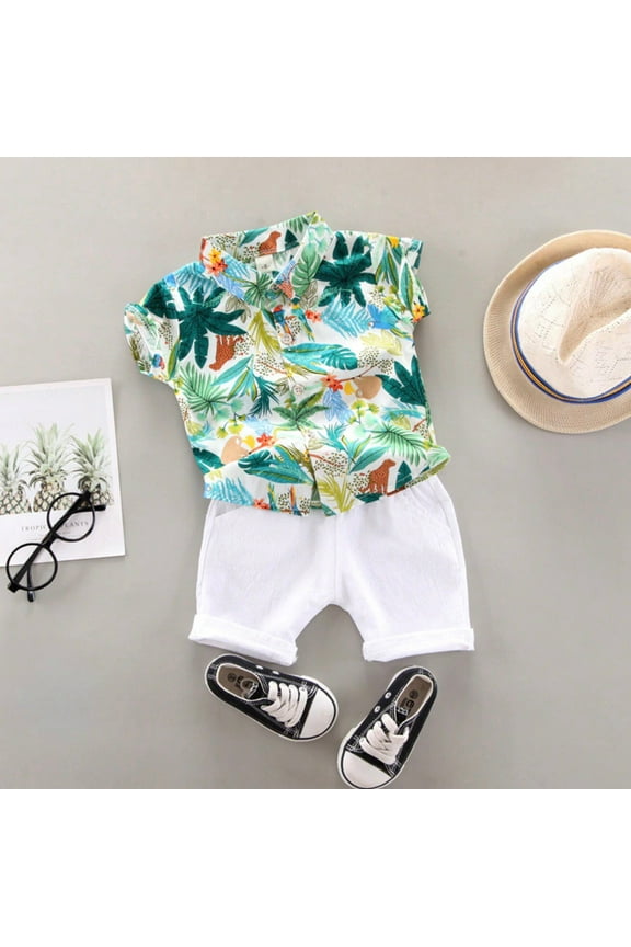 Jungle Outfit Set, Infant Unisex Shirt and Shorts, Size 80