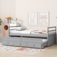 thumbnail image 3 of Twin Size Bed with Headboard, Footboard, Trundle and Three Storage Drawers, Twin Size Pine Wood Bed with Headboard, Footboard,Grey, 3 of 9