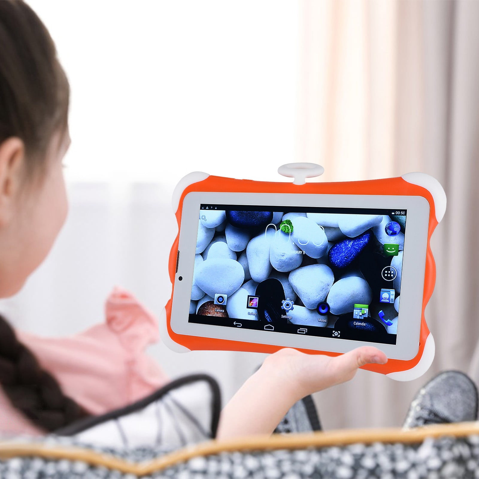 Tablet for Kids, Hwkond Tablet Children's Learning Machine WIFI Bluetooth Android 1G+16G Dual Camera 2800amh Call Gaming 7Inch IPS Display Screen 4 Core Processor,Orange
