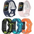 thumbnail image 1 of MYKOMI Double-Color Band Compatible for Fitbit Charge 6 Watch Sport Strap for Women Men Soft Silicone Breathable Wristband for Charge 6 Replacement Band, 1 of 7