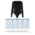thumbnail image 2 of PULLIMORE Women's Square Neck Long Sleeve Tops Stretchy Slim Fit Sexy Bodysuit Jumpsuit, 2 of 9