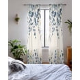 thumbnail image 3 of Navy Blue Eucalyptus Sheer Curtains 84 Inch Length 2 Panels Set for Living Room/Bedroom, Farmhouse Weeping Leaves Linen Kitchen Curtains Grommet Semi-Sheer Curtains Drapes Window Treatments 52"x84"x2, 3 of 7