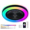 thumbnail image 3 of Luz de ventilador de techo negro de 19 pulgadas con led RGB - Dimmable y cambiante de color, APP y control remoto, ventilador de techo inteligente moderno para sala de estar, 3 of 5