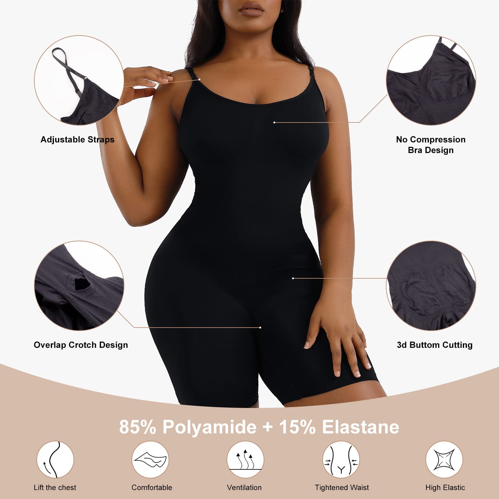 CUPSHER Womens Postpartum Shapewear One Piece Obesity Adjustable Waisted  Band Straps Skims Backless Body Shaper Black at  Women's Clothing  store