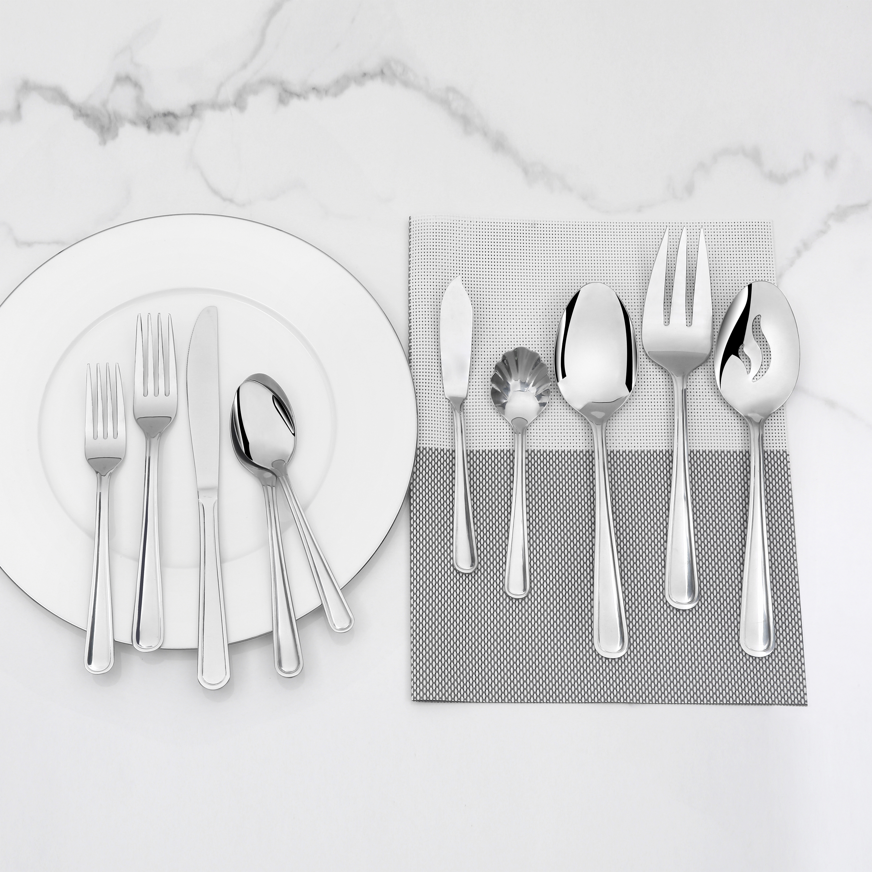 Mainstays Pearson 45 Pice Stainless Steel Flatware Set, Silver Tableware