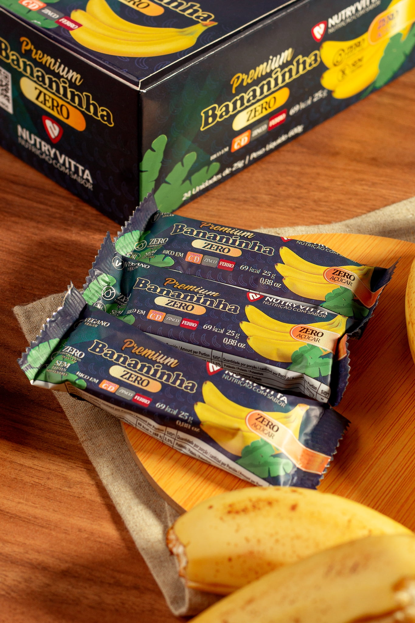 NutryVitta Banana Bar No Sugar Added - Healthy Snack, Vegan, Gluten-Free, 0.88 OZ Bar, 24 Count