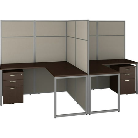 UPC: 0042976101657 | Bush Business Furniture 60W 2 Person L-Cubicle Desk w/Drawers and 66H Panels Mocha Cherry