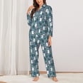 thumbnail image 3 of Wukai Forest Rabbit Print Women's Pajama Set - Soft Long Sleeve Sleepwear for Comfort and Style-Small, 3 of 9